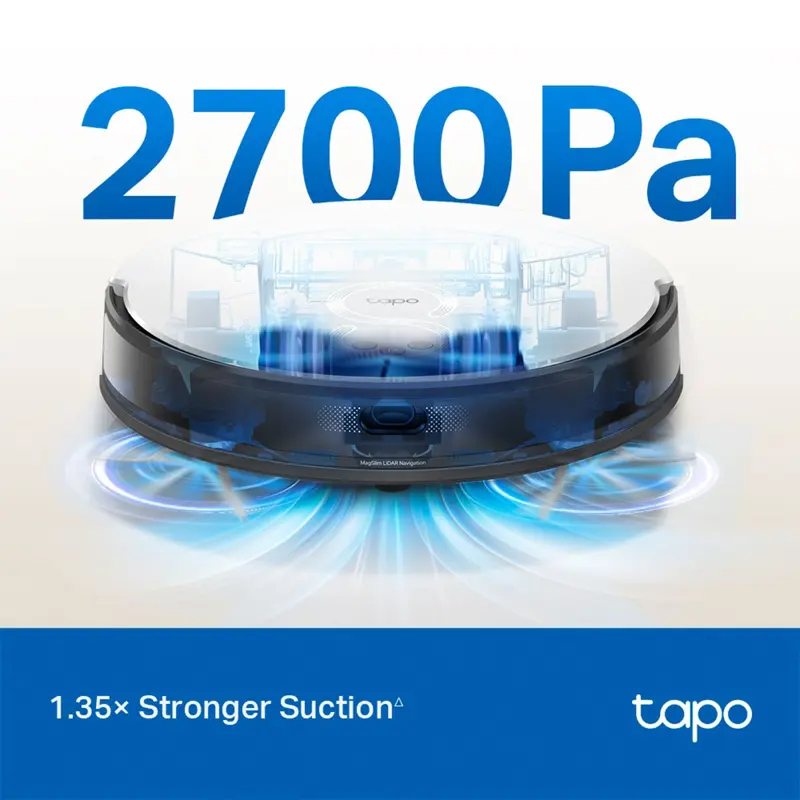 Aspirador Robô TP-Link Tapo RV20 Mop 2700Pa 2600mAh Branco/Preto
