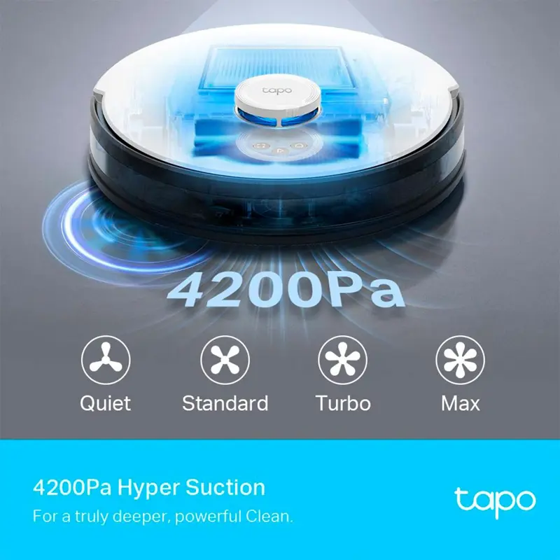 Aspirador Robô Tp-Link Tapo RV30 Plus 4200Pa 5000mAh c/ Base Branco/Preto