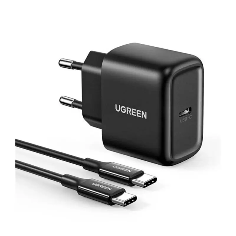 Carregador Ugreen USB-C 25W + Cabo USB-C 2M Preto