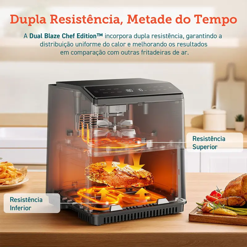 Fritadeira Air Fryer COSORI Dual Blaze Chef Edition 6.4L Preta KOSP0011EUN