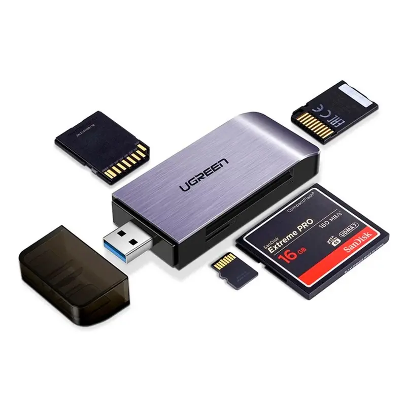 Leitor de Cartões UGREEN CM180 4-in-1 USB 3.0 Cinza